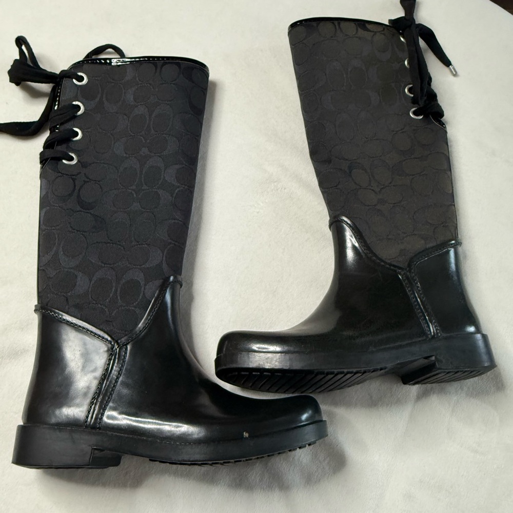 Coach Black signature Patterned Winter/ Rain Boots